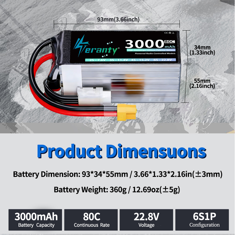 بطارية ليثيوم بوليمر TERANTY 6 - مراجعة Drone Battery 6S وسعره